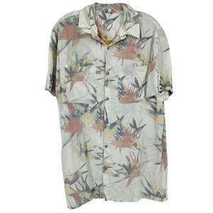 GUESS Tropical Shirt Floral Hawaiian Birds Of Paradise Short Sleeve Mens XL